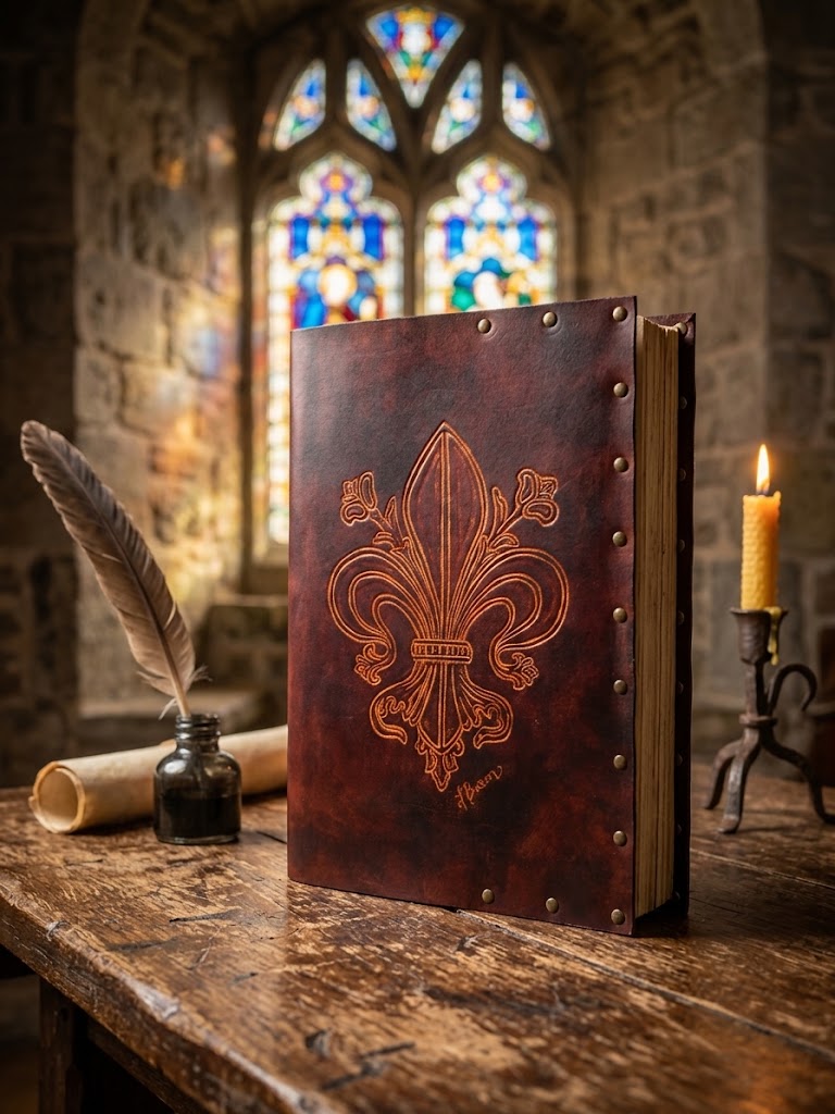 Grimoire en Cuir - Fleur de Lys